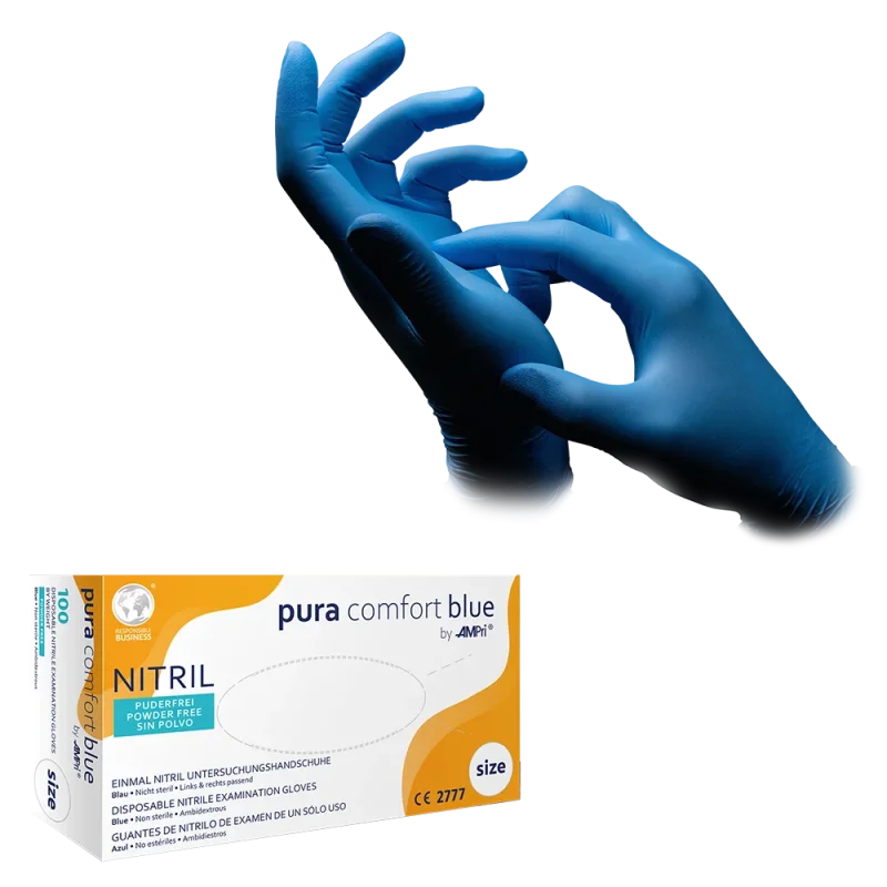 Puracomfort blue - poedervrije nitrile handschoen