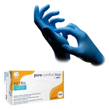 Puracomfort blue - poedervrije nitrile handschoen