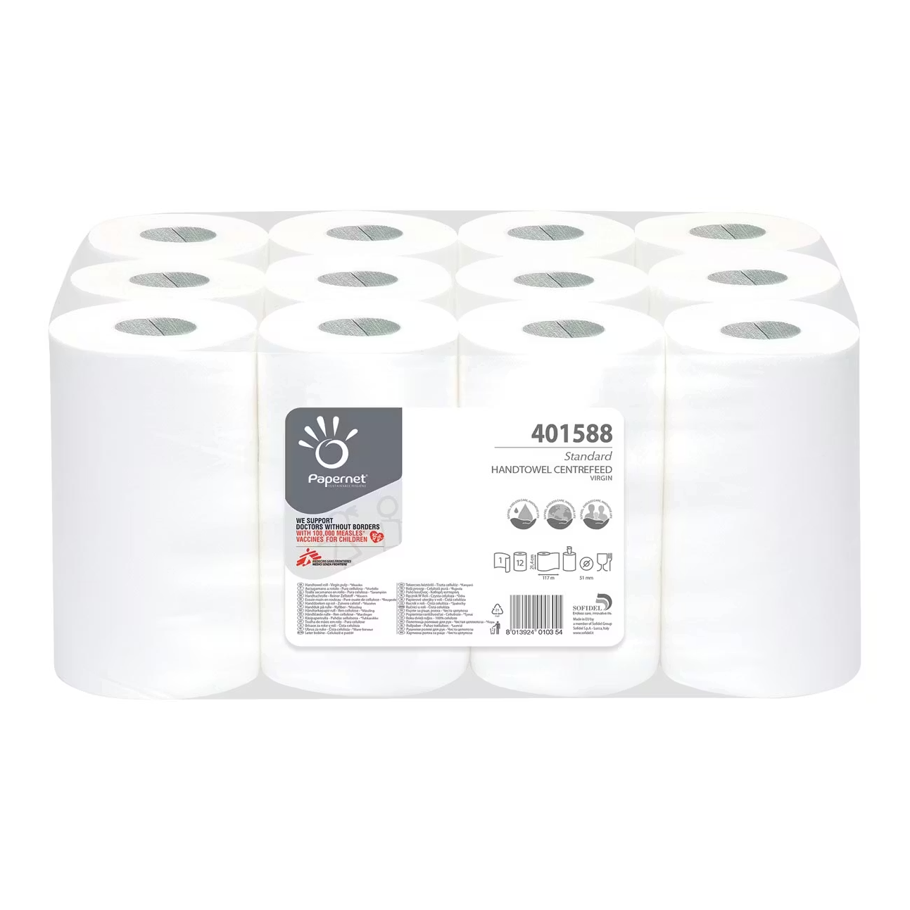 Papernet - Handdoekrol Centrefeed Mini 1-laags (12 rollen)
