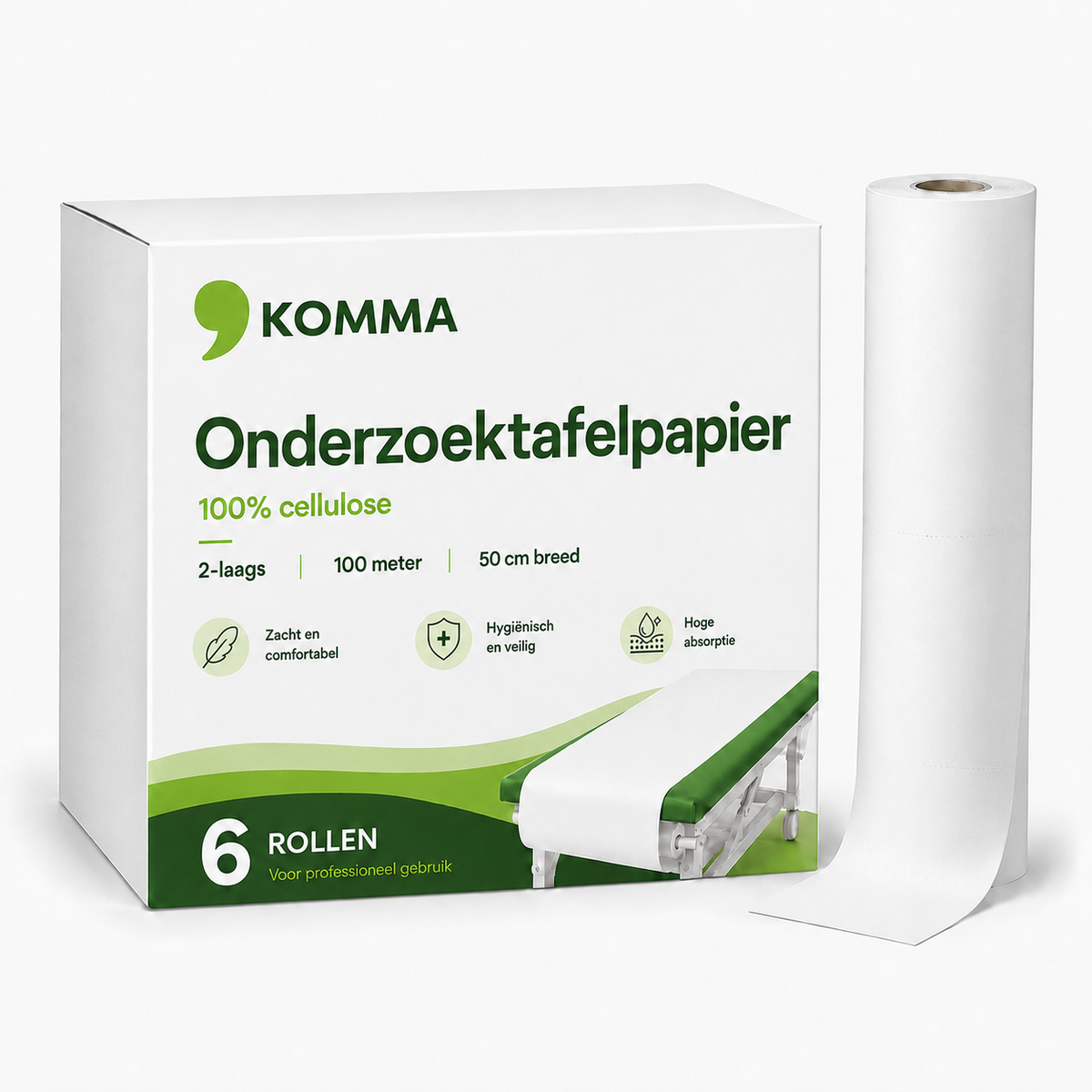 Onderzoeksbankpapier 6 rollen 50cm cellulose 2 laags 100meter cellulose