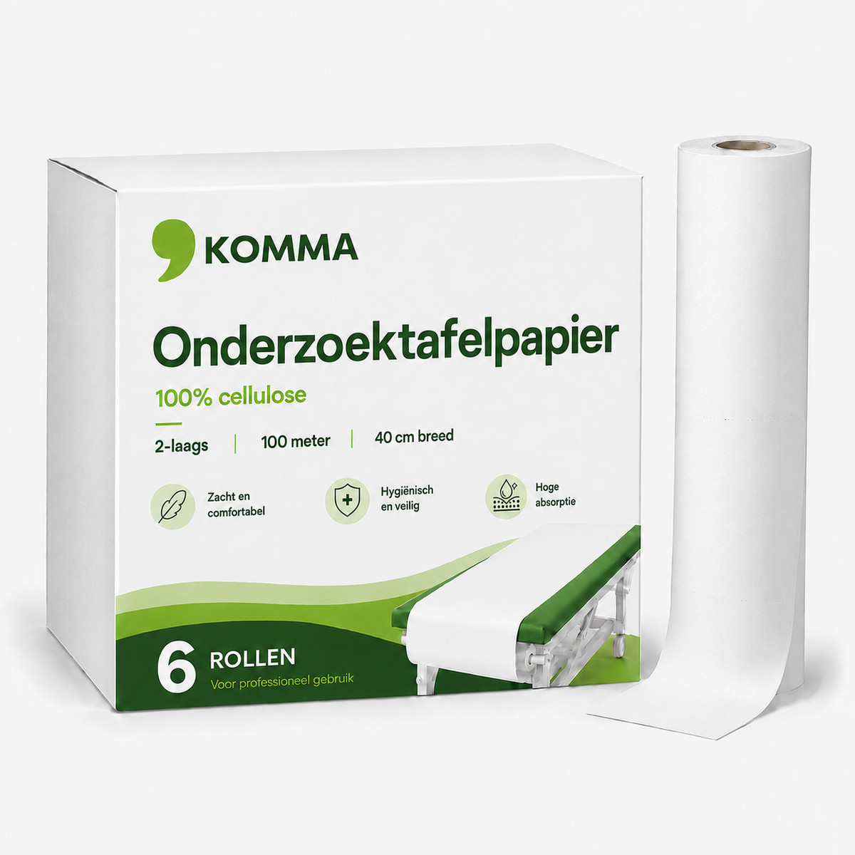 Onderzoektafelpapier 6 rollen 2 laags 100 meter 40cm