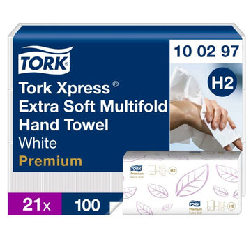 Tork Handdoek - Xpress Multifold Premium H2 extra zacht 2-laags wit 2100 stuks (100297)