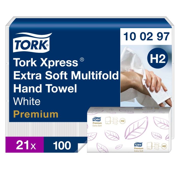 Tork Handdoek - Xpress Multifold Premium H2 extra zacht 2-laags wit 2100 stuks (100297)